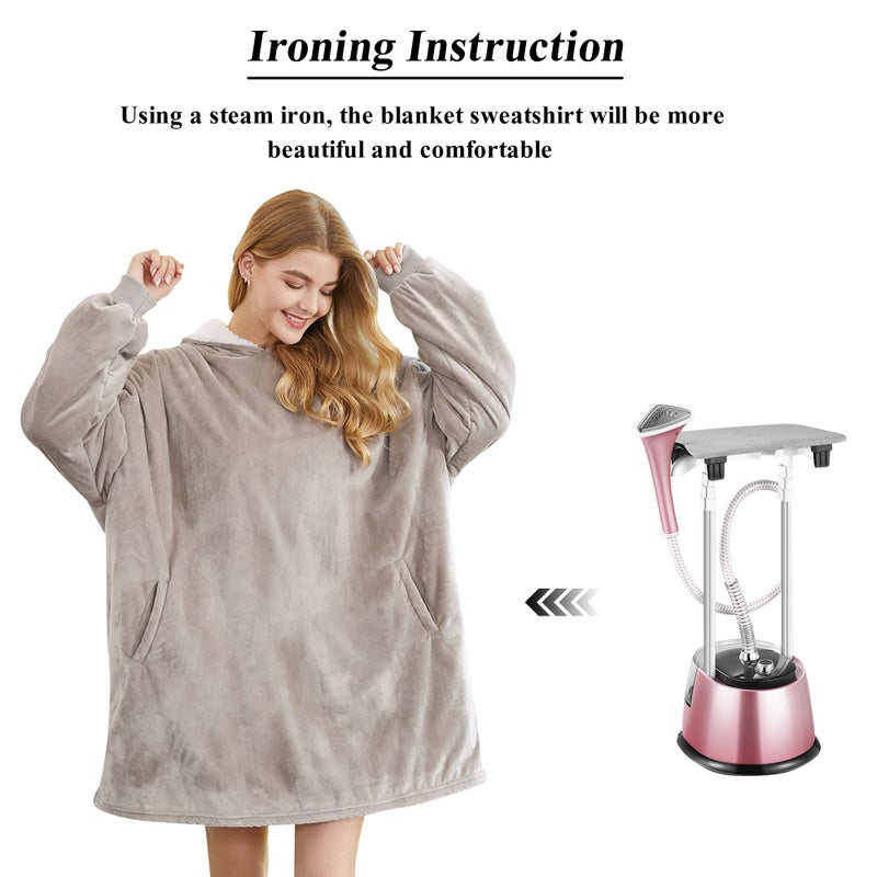 Felicigeely Blanket Hoodie, Oversized Wearable Blanket Sweatshirt for Adults Women Men Warm Cozy Thick Grey Hoodie Blanket with Pockets and Sleeves Gift for Her Mom Girls - Image 4